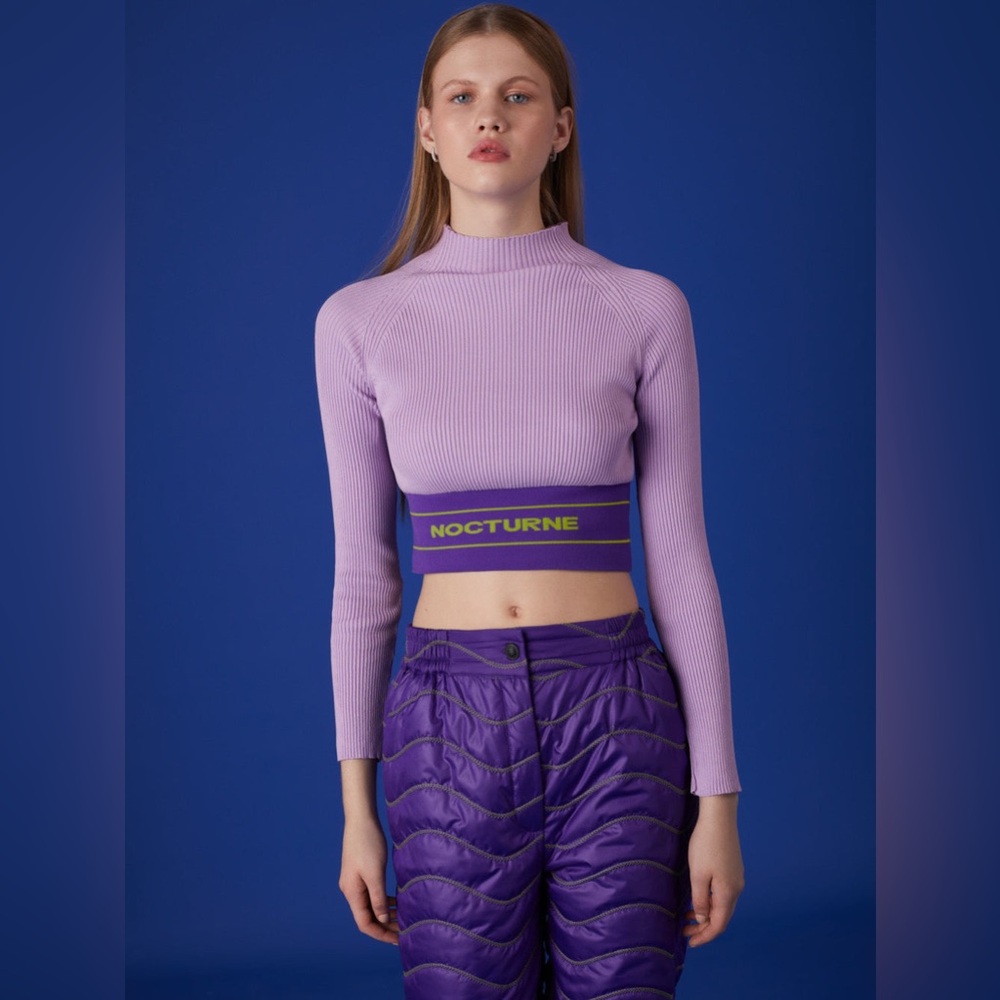 NWT Nocturne High Collar Cropped Sweater Lilac
